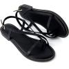 imageCUSHIONAIRE Luxor Sandals for Women Strappy Flat Thong Womens Sandals with Adjustable Ankle Strap and Memory FoamBlack