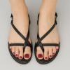 imageCUSHIONAIRE Luxor Sandals for Women Strappy Flat Thong Womens Sandals with Adjustable Ankle Strap and Memory FoamBlack
