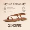 imageCUSHIONAIRE Luxor Sandals for Women Strappy Flat Thong Womens Sandals with Adjustable Ankle Strap and Memory FoamCognac