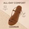 imageCUSHIONAIRE Luxor Sandals for Women Strappy Flat Thong Womens Sandals with Adjustable Ankle Strap and Memory FoamCognac