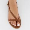 imageCUSHIONAIRE Luxor Sandals for Women Strappy Flat Thong Womens Sandals with Adjustable Ankle Strap and Memory FoamCognac