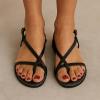 imageCUSHIONAIRE Luxor Sandals for Women Strappy Flat Thong Womens Sandals with Adjustable Ankle Strap and Memory FoamWhite