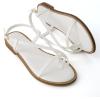 imageCUSHIONAIRE Luxor Sandals for Women Strappy Flat Thong Womens Sandals with Adjustable Ankle Strap and Memory FoamWhite