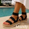 imageCUSHIONAIRE Mandy Wedge Sandals for Women  Strappy Platform Sandals with Arch Support Cute Summer EspadrilleStyle Platform Dressy SlipOnBlack