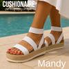 imageCUSHIONAIRE Mandy Wedge Sandals for Women  Strappy Platform Sandals with Arch Support Cute Summer EspadrilleStyle Platform Dressy SlipOnWhite