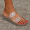 imageCUSHIONAIRE Pool Slides For Women Waterproof Double Buckle Adjustable SlipOn Womens Sandals For Beach Shower Casual WearClear
