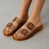 imageCUSHIONAIRE Pool Slides For Women Waterproof Double Buckle Adjustable SlipOn Womens Sandals For Beach Shower Casual WearWhiskey