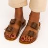 imageCUSHIONAIRE Pool Slides For Women Waterproof Double Buckle Adjustable SlipOn Womens Sandals For Beach Shower Casual WearWhiskey
