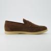 imageCUSHIONAIRE Selby Mens Genuine Leather SlipOn Casual Penny Loafers  Memory Foam Rubber SoleBrown Suede