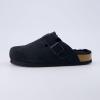 imageCUSHIONAIRE Womens Hana Cork footbed clog with Genuine Leather upper Faux Fur lining and ComfortBlack