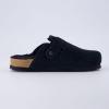imageCUSHIONAIRE Womens Hana Cork footbed clog with Genuine Leather upper Faux Fur lining and ComfortBlack
