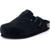 imageCUSHIONAIRE Womens Hana Cork footbed clog with Genuine Leather upper Faux Fur lining and ComfortBlack