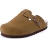 imageCUSHIONAIRE Womens Hana Cork footbed clog with Genuine Leather upper Faux Fur lining and ComfortBrown