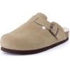 imageCUSHIONAIRE Womens Hana Cork footbed clog with Genuine Leather upper Faux Fur lining and ComfortTaupe