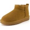 imageCUSHIONAIRE Womens Hip 2 Genuine Suede Ankle Snow Boots  PullOn with Cozy Faux Shearling Lining Memory FoamChestnut Genuine Suede