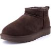 imageCUSHIONAIRE Womens Hip 2 Genuine Suede Ankle Snow Boots  PullOn with Cozy Faux Shearling Lining Memory FoamChocolate Genuine Suede