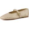 imageCUSHIONAIRE Bistro Mary Jane Flats for Women Woven Ballet Flats Shoes with Strap and Memory Foam for AllDay ComfortWoven Gold