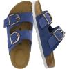imageCUSHIONAIRE Legacy Cork Footbed Sandals for Women  Leather Double Strap Slides with Adjustable Buckles  Memory FoamBlue