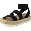 imageCUSHIONAIRE Mandy Wedge Sandals for Women  Strappy Platform Sandals with Arch Support Cute Summer EspadrilleStyle Platform Dressy SlipOnBlack