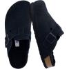 imageCUSHIONAIRE Womens Hana Cork footbed clog with Genuine Leather upper Faux Fur lining and ComfortBlack