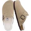 imageCUSHIONAIRE Womens Hana Cork footbed clog with Genuine Leather upper Faux Fur lining and ComfortTaupe