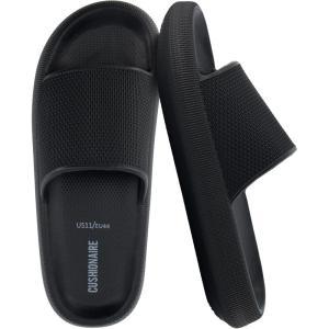 imageCUSHIONAIRE Feather EVA Mens Sandals  Slip On Recovery Slides Lightweight Water Shoes for MenBlack