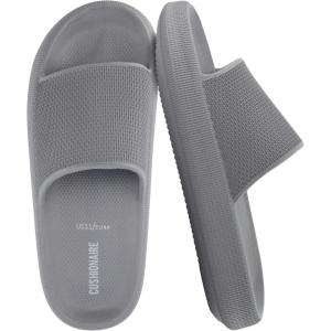 imageCUSHIONAIRE Feather EVA Mens Sandals  Slip On Recovery Slides Lightweight Water Shoes for MenGrey