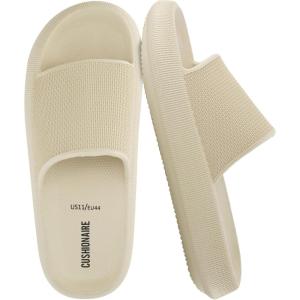 imageCUSHIONAIRE Feather EVA Mens Sandals  Slip On Recovery Slides Lightweight Water Shoes for MenKhaki