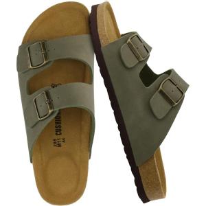 imageCUSHIONAIRE Lane Cork Footbed Mens Sandals Adjustable Buckle Comfort Slides for Men Genuine Leather Insole Summer Sandals Men FootwearOlive