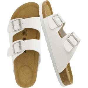 imageCUSHIONAIRE Lane Cork Footbed Mens Sandals Adjustable Buckle Comfort Slides for Men Genuine Leather Insole Summer Sandals Men FootwearWhite Nappa