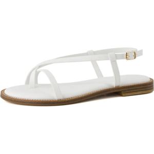 imageCUSHIONAIRE Luxor Sandals for Women Strappy Flat Thong Womens Sandals with Adjustable Ankle Strap and Memory FoamWhite