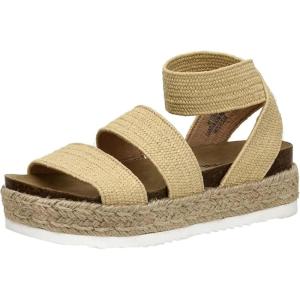 imageCUSHIONAIRE Mandy Wedge Sandals for Women  Strappy Platform Sandals with Arch Support Cute Summer EspadrilleStyle Platform Dressy SlipOnRaffia