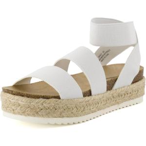 imageCUSHIONAIRE Mandy Wedge Sandals for Women  Strappy Platform Sandals with Arch Support Cute Summer EspadrilleStyle Platform Dressy SlipOnWhite
