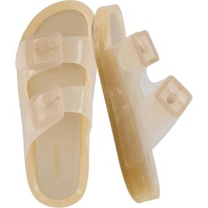 imageCUSHIONAIRE Pool Slides For Women Waterproof Double Buckle Adjustable SlipOn Womens Sandals For Beach Shower Casual WearChampagne