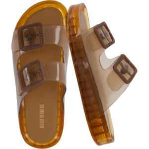 imageCUSHIONAIRE Pool Slides For Women Waterproof Double Buckle Adjustable SlipOn Womens Sandals For Beach Shower Casual WearWhiskey