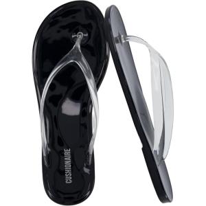 imageCUSHIONAIRE Splash Jelly Flip Flops for Women With Flexible Sole Soft Footbed Summer Sandals for WomenBlack