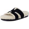 imageCUSHIONAIRE Cuddle Fur Slippers for Women Faux Shearling Slide Sandal Memory Foam Wide Widths AvailableBlack