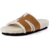 imageCUSHIONAIRE Cuddle Fur Slippers for Women Faux Shearling Slide Sandal Memory Foam Wide Widths AvailableRust