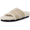 imageCUSHIONAIRE Cuddle Fur Slippers for Women Faux Shearling Slide Sandal Memory Foam Wide Widths AvailableSand