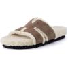 imageCUSHIONAIRE Cuddle Fur Slippers for Women Faux Shearling Slide Sandal Memory Foam Wide Widths AvailableTaupe