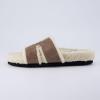 imageCUSHIONAIRE Cuddle Fur Slippers for Women Faux Shearling Slide Sandal Memory Foam Wide Widths AvailableTaupe