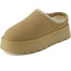 imageCUSHIONAIRE Kabuki Platform Boots Genuine Suede Fuzzy Mule Slippers for Women with Memory Foam  IndoorOutdoor Womens Slippers  Wide Widths AvailableBiscuit Suede