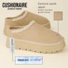 imageCUSHIONAIRE Kabuki Platform Boots Genuine Suede Fuzzy Mule Slippers for Women with Memory Foam  IndoorOutdoor Womens Slippers  Wide Widths AvailableBiscuit Suede