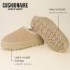 imageCUSHIONAIRE Kabuki Platform Boots Genuine Suede Fuzzy Mule Slippers for Women with Memory Foam  IndoorOutdoor Womens Slippers  Wide Widths AvailableBiscuit Suede