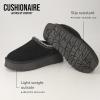 imageCUSHIONAIRE Kabuki Platform Boots Genuine Suede Fuzzy Mule Slippers for Women with Memory Foam  IndoorOutdoor Womens Slippers  Wide Widths AvailableBlack Suede