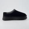 imageCUSHIONAIRE Kabuki Platform Boots Genuine Suede Fuzzy Mule Slippers for Women with Memory Foam  IndoorOutdoor Womens Slippers  Wide Widths AvailableBlack Suede