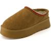 imageCUSHIONAIRE Kabuki Platform Boots Genuine Suede Fuzzy Mule Slippers for Women with Memory Foam  IndoorOutdoor Womens Slippers  Wide Widths AvailableChestnut Suede