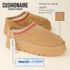 imageCUSHIONAIRE Kabuki Platform Boots Genuine Suede Fuzzy Mule Slippers for Women with Memory Foam  IndoorOutdoor Womens Slippers  Wide Widths AvailableChestnut Suede