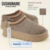 imageCUSHIONAIRE Kabuki Platform Boots Genuine Suede Fuzzy Mule Slippers for Women with Memory Foam  IndoorOutdoor Womens Slippers  Wide Widths AvailableTaupe Suede