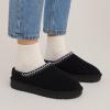 imageCUSHIONAIRE Keto Womens Slippers SlipOn Suede Mule Slipper  Cozy ampamp Stylish Memory Foam ampamp Faux Fur Lining Wide Widths AvailableBlack